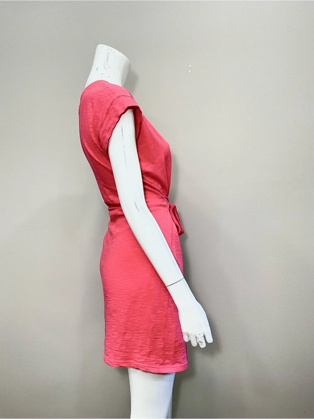 J. CREW Coral Pink Tie Waist Mini Dress Size S Casual Chic Summer